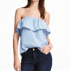 Blue/White Strapless H&M Top